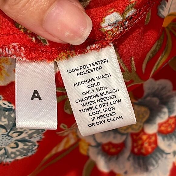 Loft Women's Button Down Blouse Long Sleeve Floral Collared Top Red‎ Size XS - Picture 6 of 9